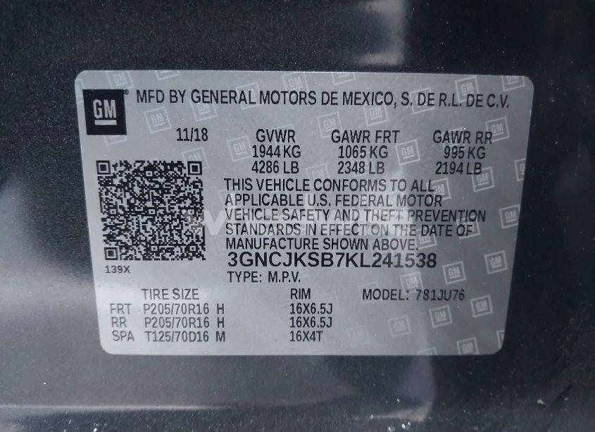 Photo 9 of 2019 Chevrolet Trax LS (VIN 3GNCJKSB7KL241538)