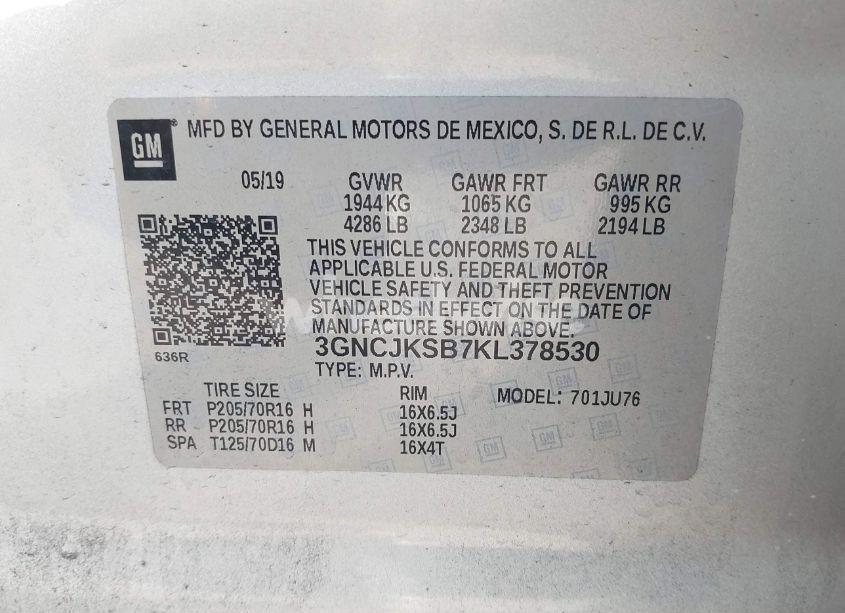 Photo 9 of 2019 Chevrolet Trax LS (VIN 3GNCJKSB7KL378530)