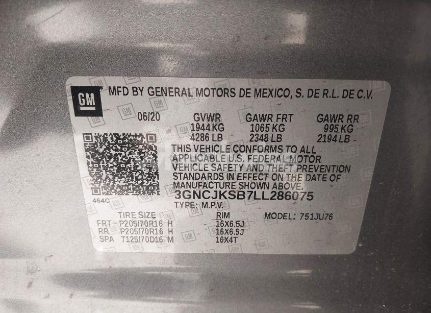 Photo 9 of 2020 Chevrolet Trax FWD LS (VIN 3GNCJKSB7LL286075)