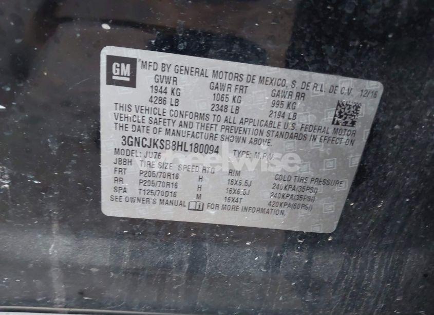 Photo 9 of 2017 Chevrolet Trax LS (VIN 3GNCJKSB8HL180094)