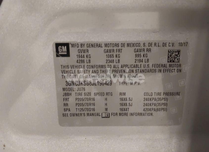 Photo 9 of 2018 Chevrolet Trax (VIN 3GNCJKSB8JL196429)