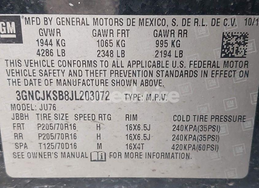 Photo 9 of 2018 Chevrolet Trax LS (VIN 3GNCJKSB8JL203072)