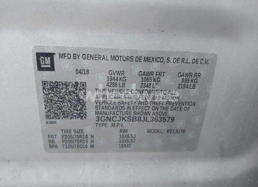 Photo 9 of 2018 Chevrolet Trax LS (VIN 3GNCJKSB8JL363579)