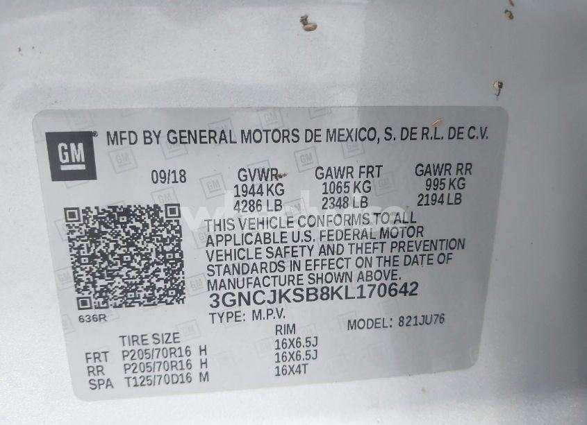 Photo 9 of 2019 Chevrolet Trax LS (VIN 3GNCJKSB8KL170642)