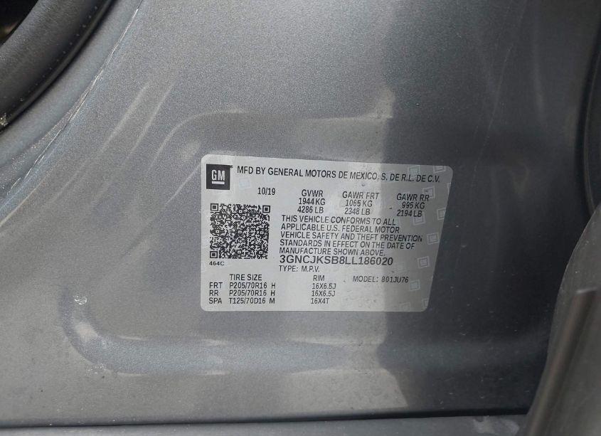 Photo 9 of 2020 Chevrolet Trax FWD LS (VIN 3GNCJKSB8LL186020)