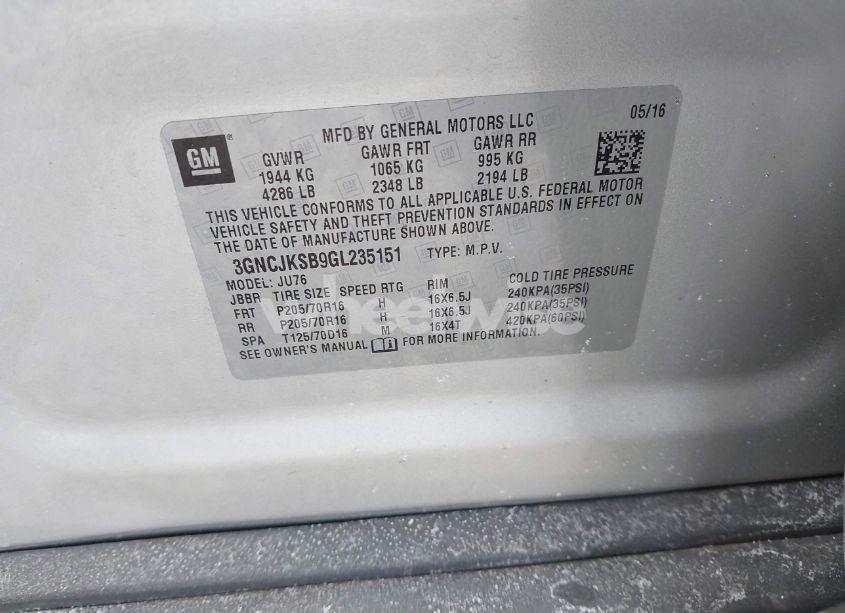 Photo 9 of 2016 Chevrolet Trax 1LS (VIN 3GNCJKSB9GL235151)