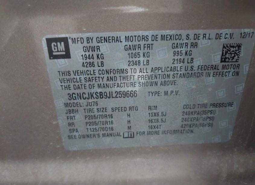 Photo 9 of 2018 Chevrolet Trax LS (VIN 3GNCJKSB9JL259666)