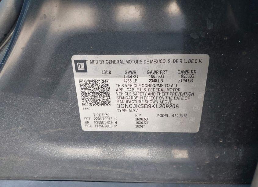 Photo 9 of 2019 Chevrolet Trax LS (VIN 3GNCJKSB9KL209206)