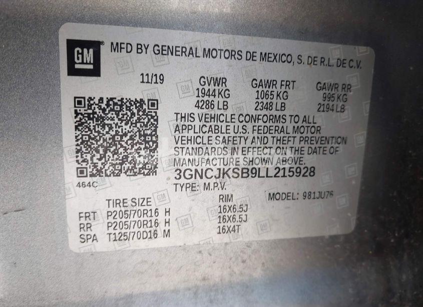 Photo 9 of 2020 Chevrolet Trax FWD LS (VIN 3GNCJKSB9LL215928)