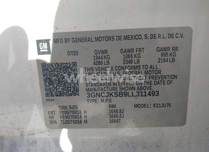 Photo 9 of 2020 Chevrolet Trax FWD LS (VIN 3GNCJKSB9LL311493)