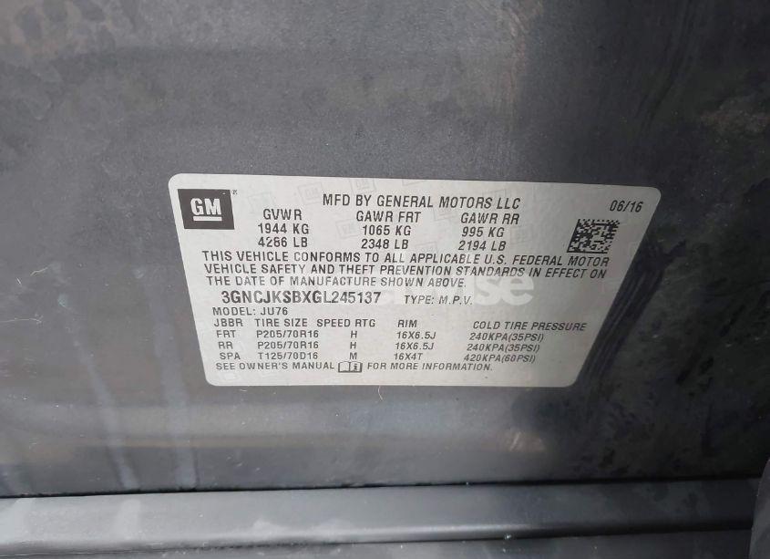 Photo 9 of 2016 Chevrolet Trax 1LS (VIN 3GNCJKSBXGL245137)