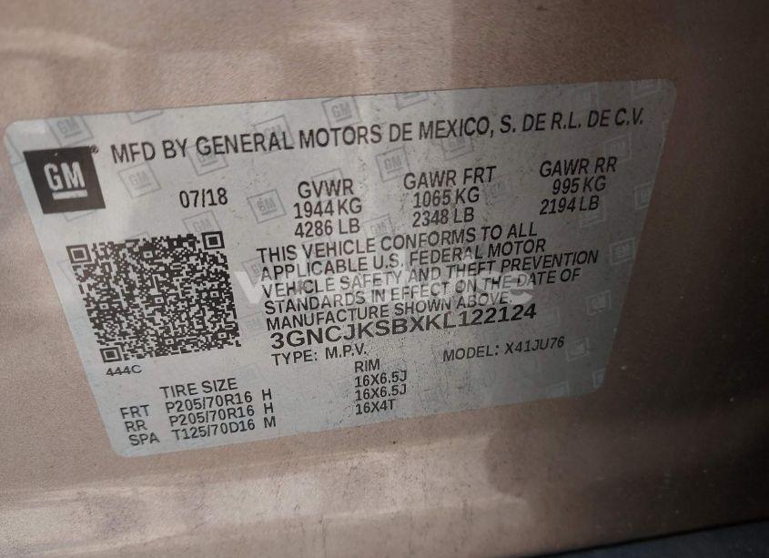 Photo 9 of 2019 Chevrolet Trax LS (VIN 3GNCJKSBXKL122124)