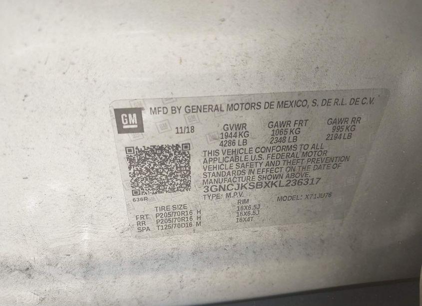 Photo 9 of 2019 Chevrolet Trax LS (VIN 3GNCJKSBXKL236317)