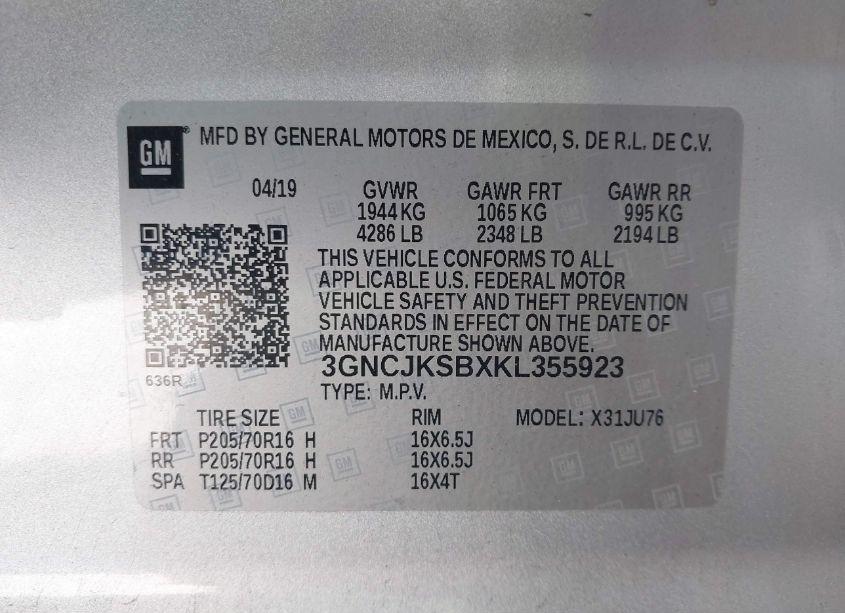 Photo 9 of 2019 Chevrolet Trax LS (VIN 3GNCJKSBXKL355923)