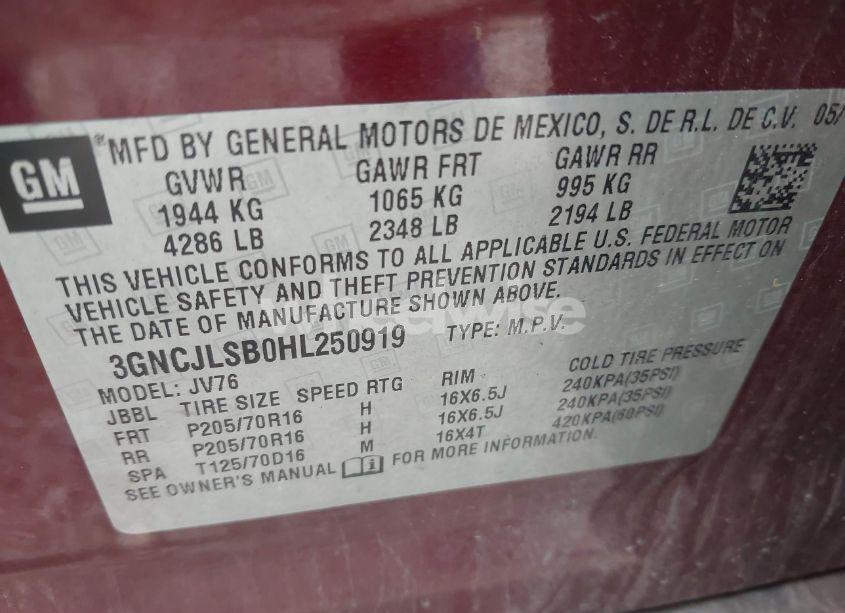 Photo 9 of 2017 Chevrolet Trax LT (VIN 3GNCJLSB0HL250919)