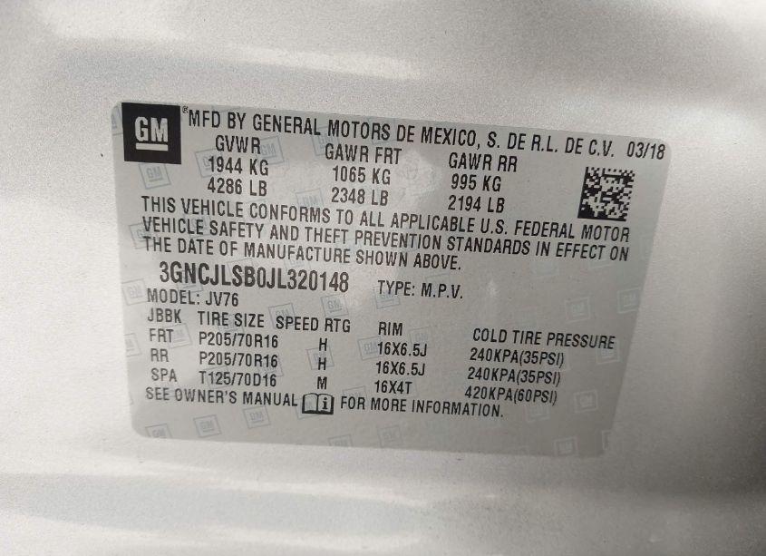 Photo 9 of 2018 Chevrolet Trax LT (VIN 3GNCJLSB0JL320148)