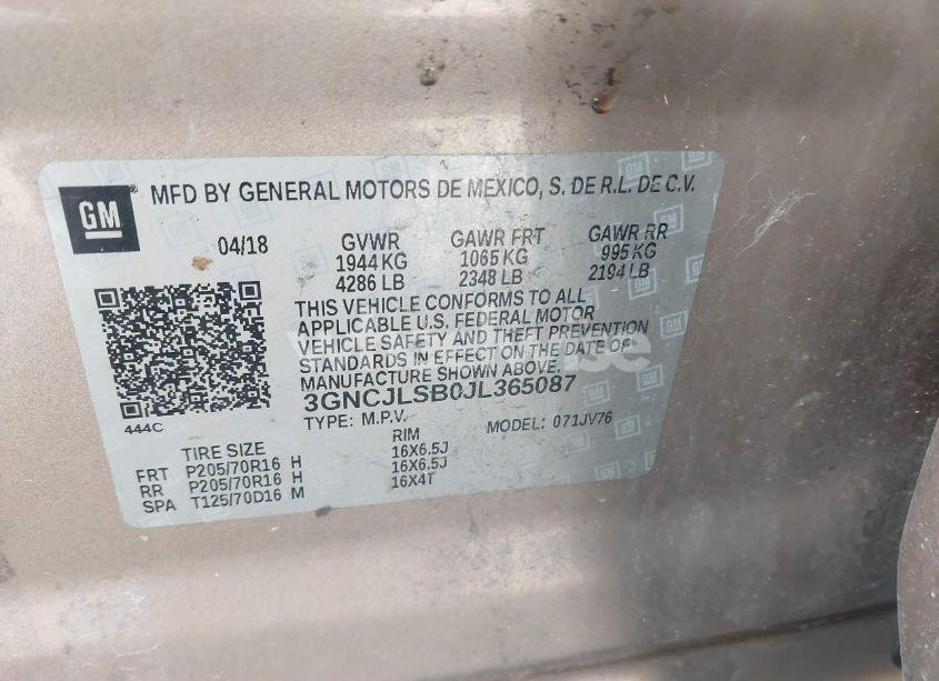 Photo 9 of 2018 Chevrolet Trax LT (VIN 3GNCJLSB0JL365087)