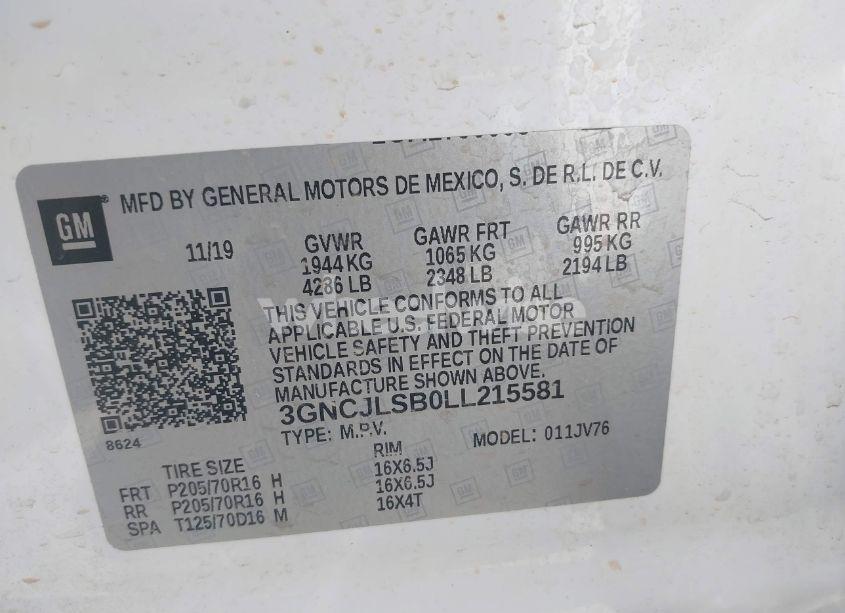 Photo 9 of 2020 Chevrolet Trax FWD LT (VIN 3GNCJLSB0LL215581)