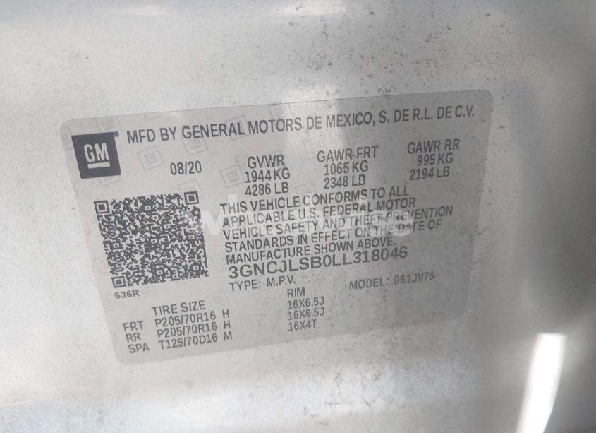 Photo 9 of 2020 Chevrolet Trax FWD LT (VIN 3GNCJLSB0LL318046)