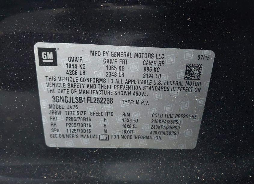 Photo 9 of 2015 Chevrolet Trax LT (VIN 3GNCJLSB1FL252238)