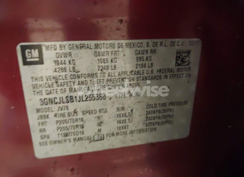 Photo 9 of 2018 Chevrolet Trax LT (VIN 3GNCJLSB1JL255388)