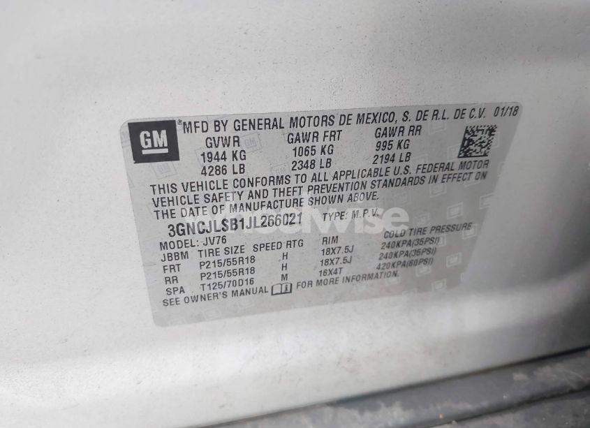 Photo 9 of 2018 Chevrolet Trax LT (VIN 3GNCJLSB1JL266021)