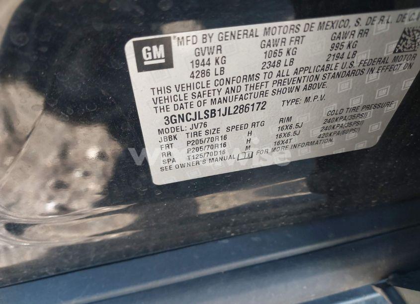 Photo 9 of 2018 Chevrolet Trax LT (VIN 3GNCJLSB1JL286172)