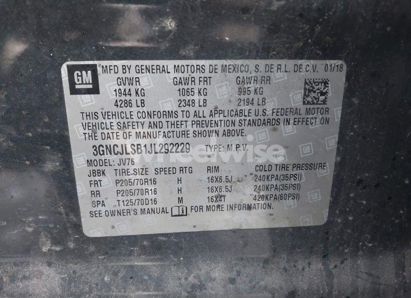 Photo 9 of 2018 Chevrolet Trax LT (VIN 3GNCJLSB1JL292229)