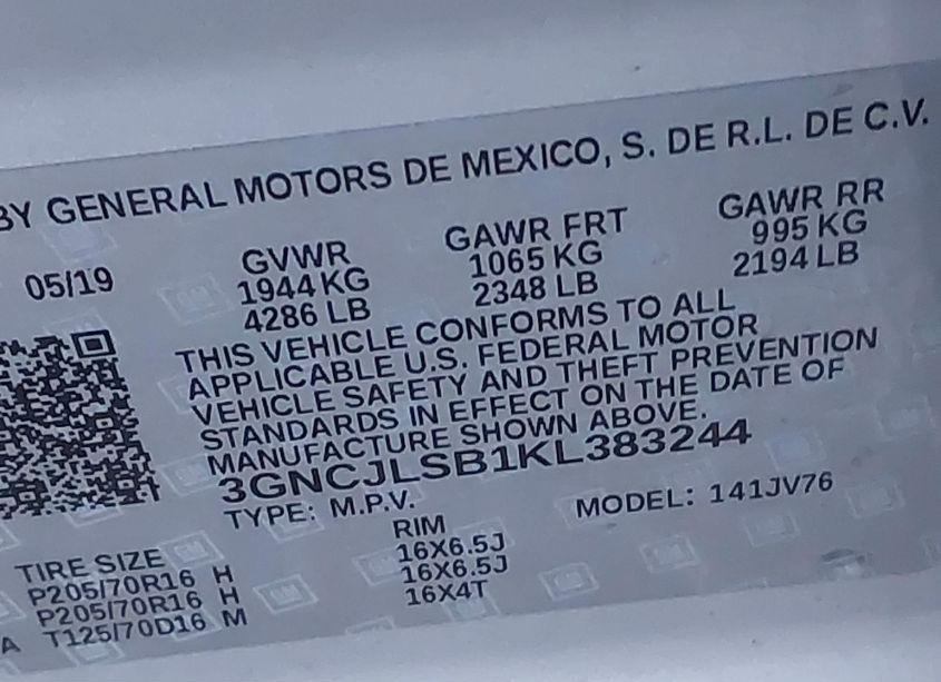 Photo 9 of 2019 Chevrolet Trax LT (VIN 3GNCJLSB1KL383244)