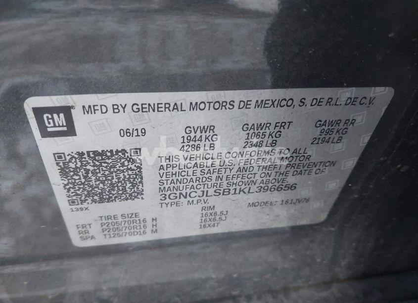 Photo 9 of 2019 Chevrolet Trax LT (VIN 3GNCJLSB1KL396656)