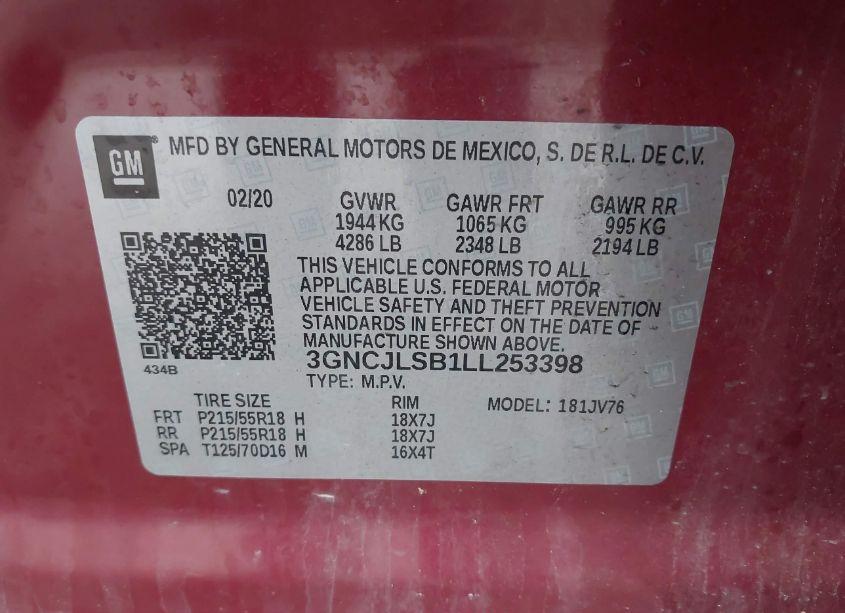 Photo 9 of 2020 Chevrolet Trax FWD LT (VIN 3GNCJLSB1LL253398)