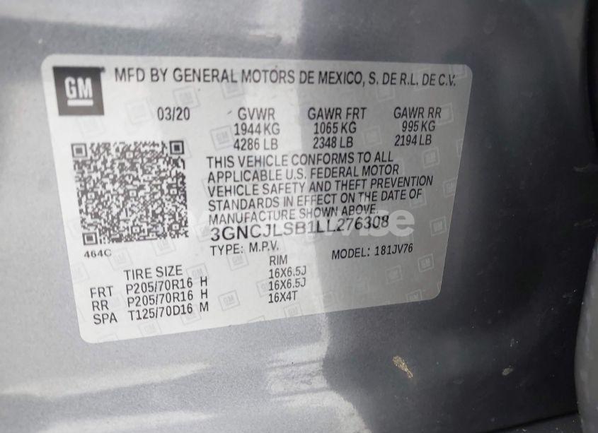 Photo 9 of 2020 Chevrolet Trax FWD LT (VIN 3GNCJLSB1LL276308)