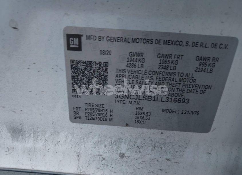 Photo 9 of 2020 Chevrolet Trax FWD LT (VIN 3GNCJLSB1LL316693)