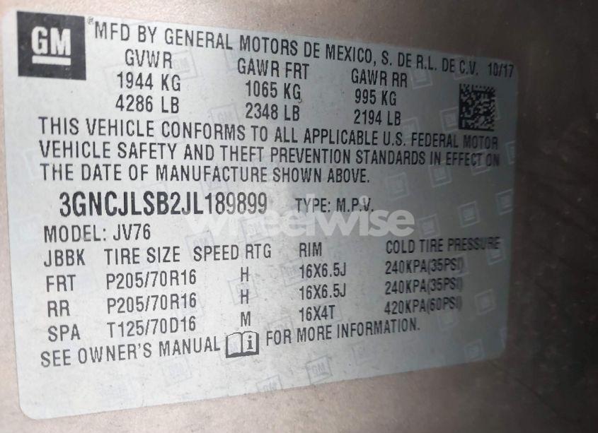 Photo 9 of 2018 Chevrolet Trax LT (VIN 3GNCJLSB2JL189899)