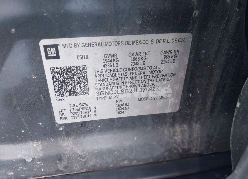 Photo 9 of 2018 Chevrolet Trax LT (VIN 3GNCJLSB2JL375927)