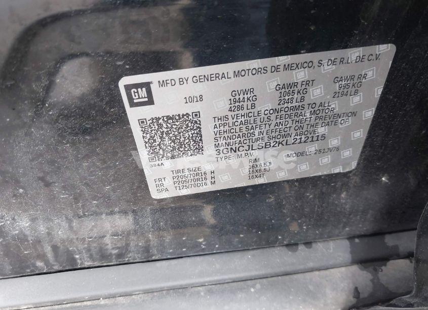 Photo 9 of 2019 Chevrolet Trax LT (VIN 3GNCJLSB2KL212115)