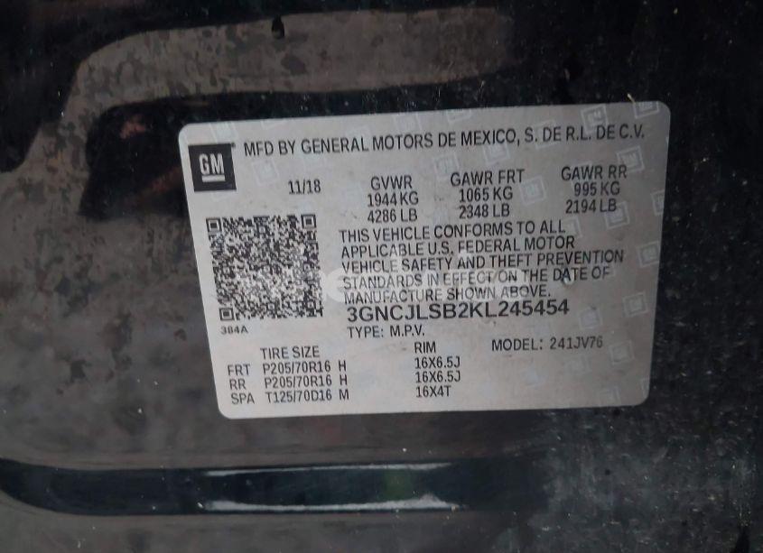 Photo 9 of 2019 Chevrolet Trax LT (VIN 3GNCJLSB2KL245454)