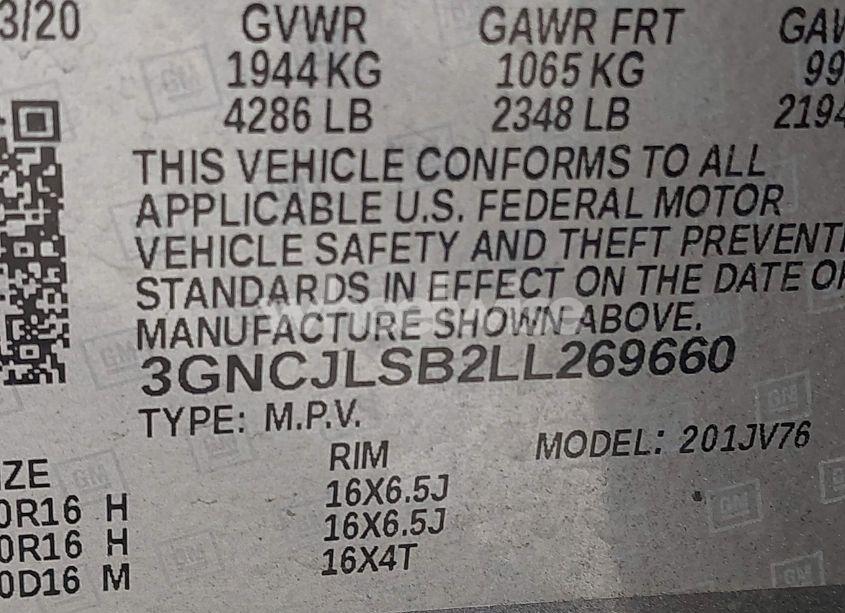 Photo 9 of 2020 Chevrolet Trax FWD LT (VIN 3GNCJLSB2LL269660)