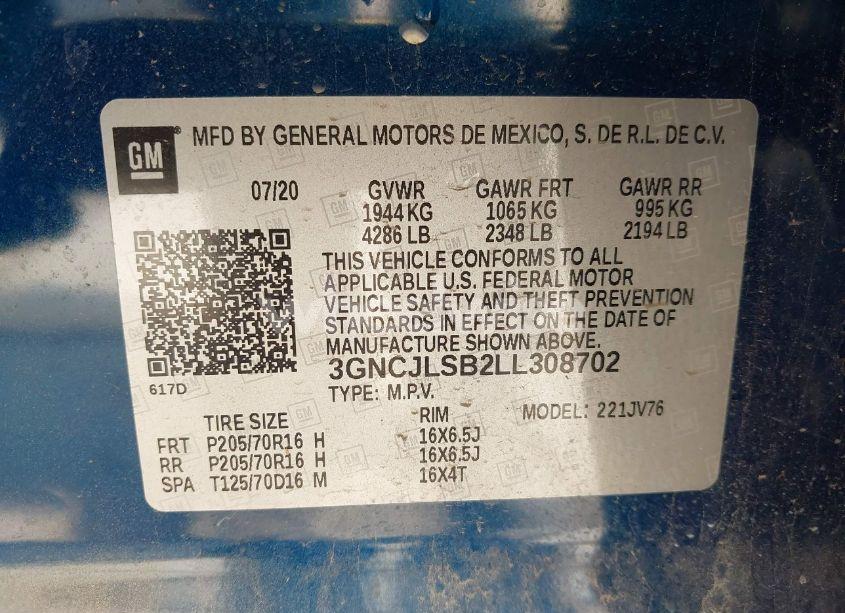 Photo 9 of 2020 Chevrolet Trax FWD LT (VIN 3GNCJLSB2LL308702)