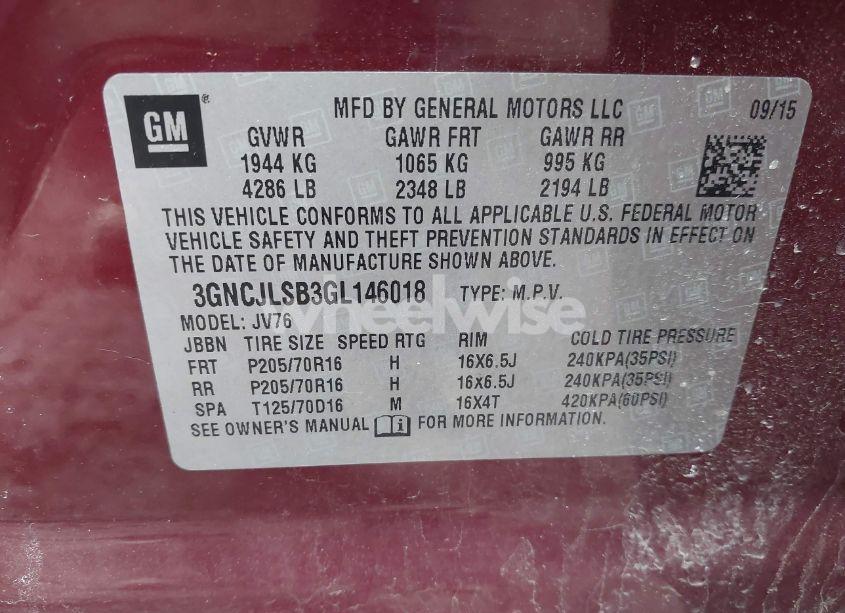 Photo 9 of 2016 Chevrolet Trax LT (VIN 3GNCJLSB3GL146018)