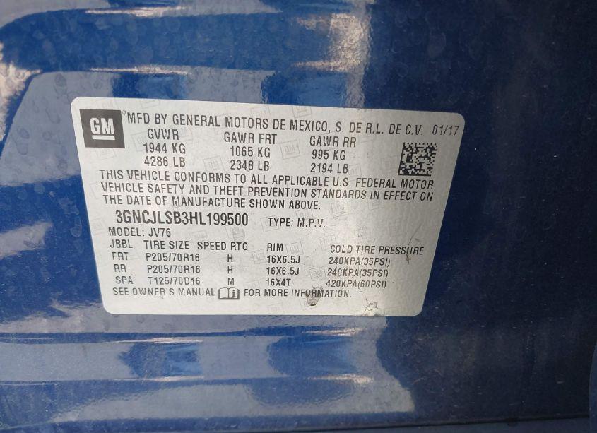 Photo 9 of 2017 Chevrolet Trax LT (VIN 3GNCJLSB3HL199500)