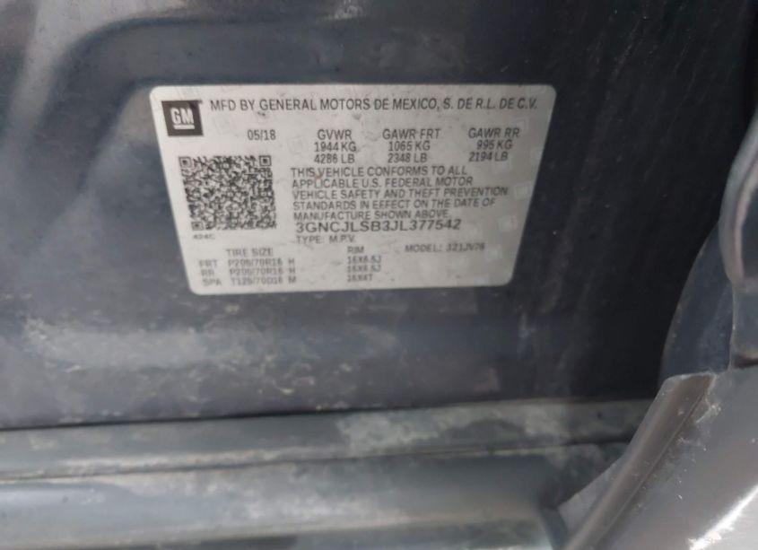 Photo 9 of 2018 Chevrolet Trax LT (VIN 3GNCJLSB3JL377542)