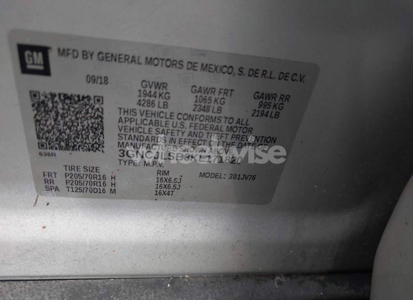 Photo 9 of 2019 Chevrolet Trax LT (VIN 3GNCJLSB3KL171820)