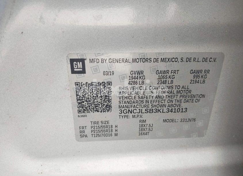 Photo 9 of 2019 Chevrolet Trax LT (VIN 3GNCJLSB3KL341013)