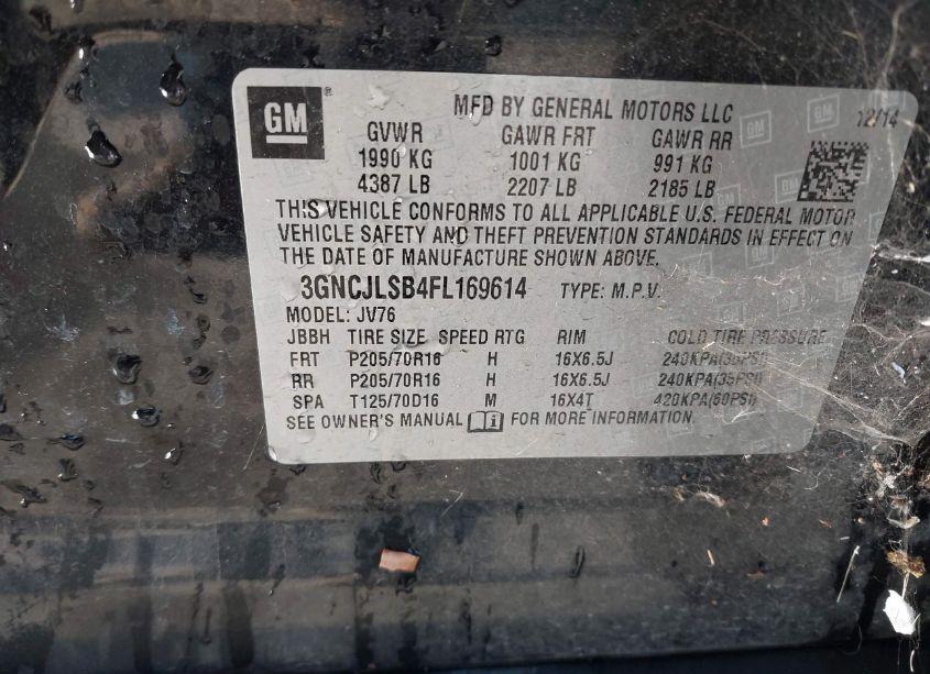 Photo 9 of 2015 Chevrolet Trax LT (VIN 3GNCJLSB4FL169614)