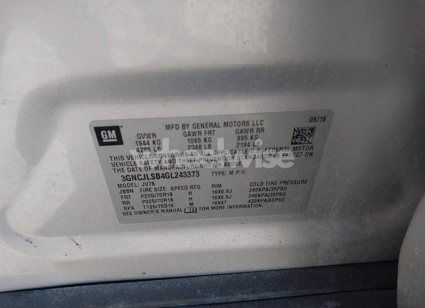 Photo 9 of 2016 Chevrolet Trax LT (VIN 3GNCJLSB4GL243373)