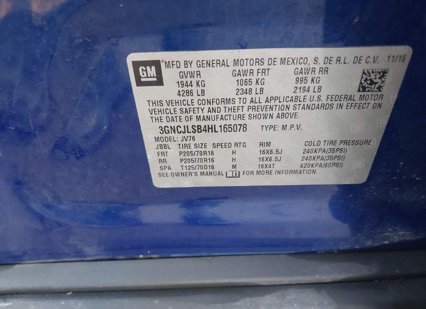 Photo 9 of 2017 Chevrolet Trax LT (VIN 3GNCJLSB4HL165078)