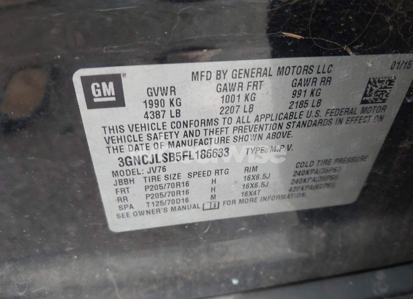 Photo 9 of 2015 Chevrolet Trax LT (VIN 3GNCJLSB5FL186633)