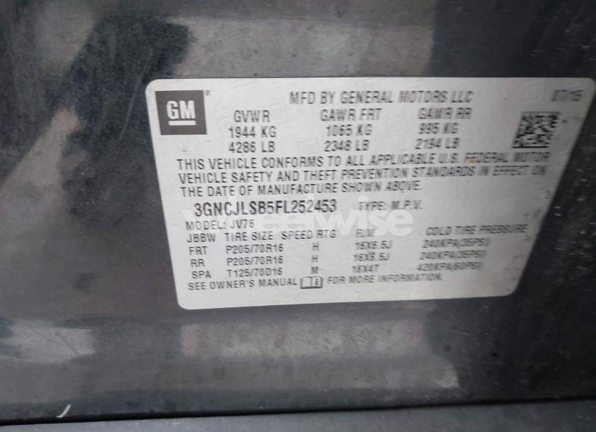 Photo 9 of 2015 Chevrolet Trax LT (VIN 3GNCJLSB5FL252453)