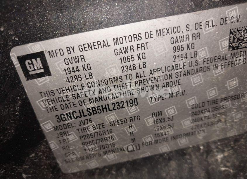 Photo 9 of 2017 Chevrolet Trax LT (VIN 3GNCJLSB5HL232190)